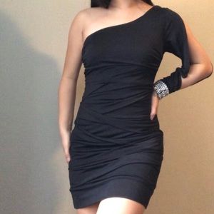 Black One Sleeve Bodycon Dress